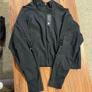 Adidas Black Windbreaker Cropped Jacket